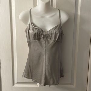Silver satin adjustable strap camisole tank size small